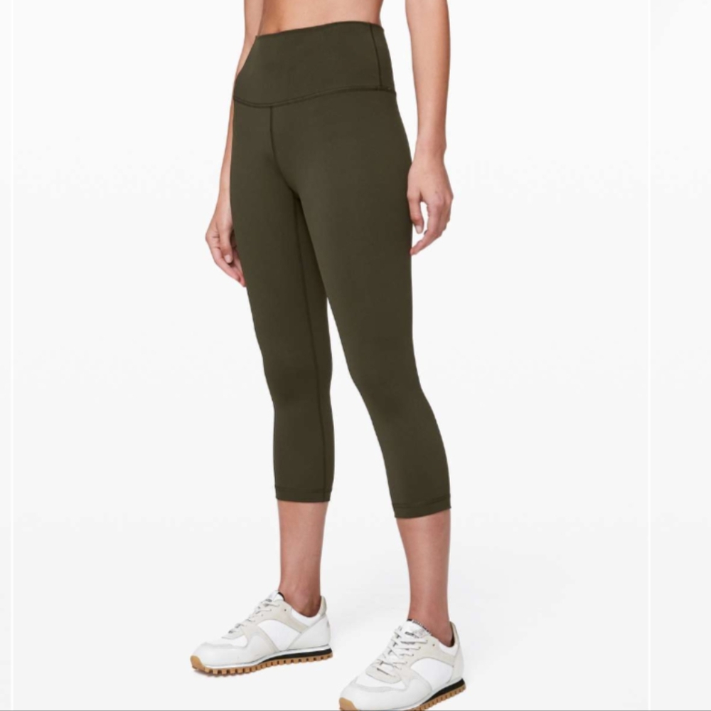 Lululemon/Wunder Under Crop Olive Legging Sz 6
